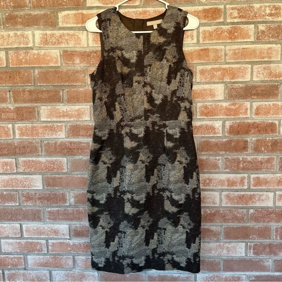Banana Republic Wool Blend Metallic Sheath Pencil Dress Women’s 6 Brown Gray - Picture 2 of 9